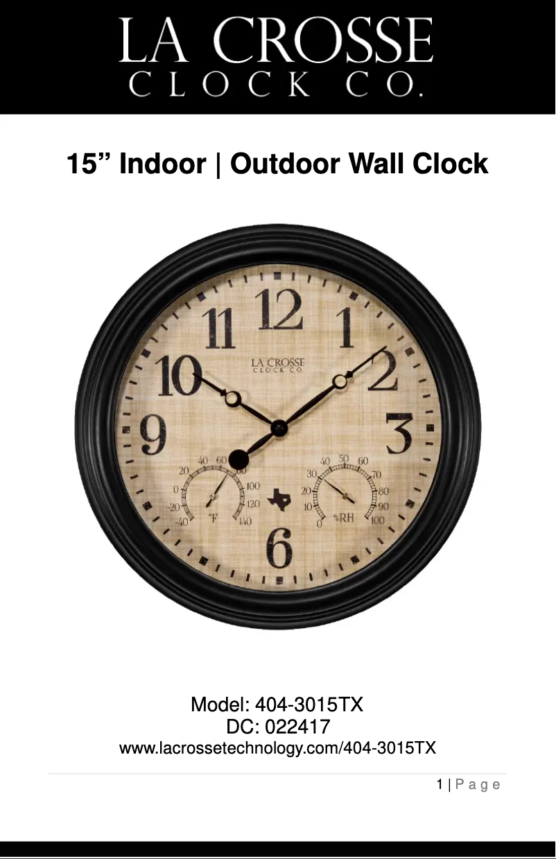 Image de la première page du manuel de l'appareil 404-3015TX