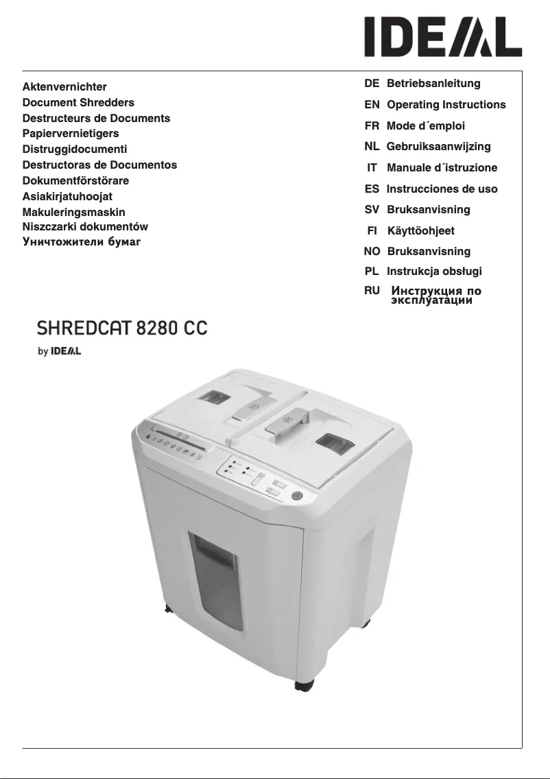Page n°1 - Manuel utilisateur Ideal Shredcat 8280 CC