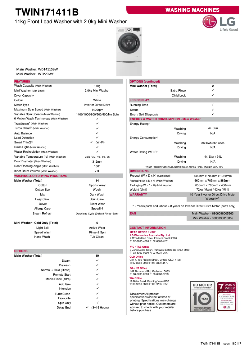 Imagen de la primera página del manual del dispositivo TWIN171411B