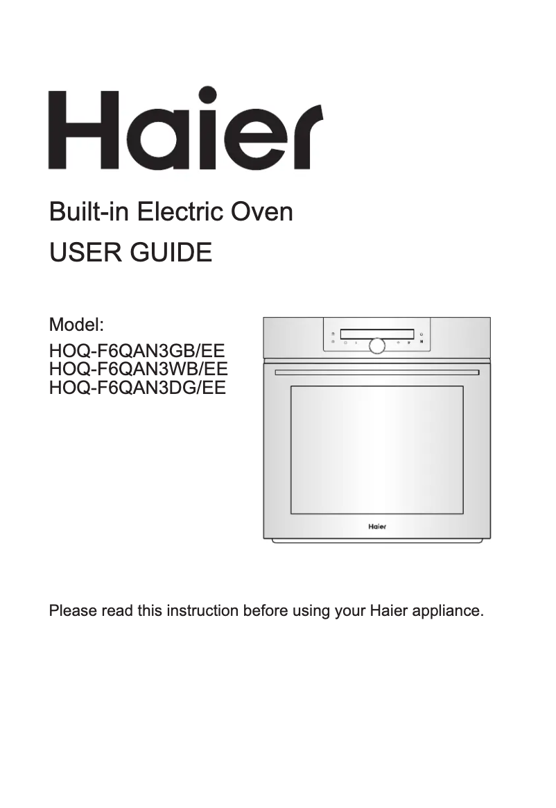 Page 1 de la notice Manuel utilisateur Haier HOQ-F6QAN3DG/EE