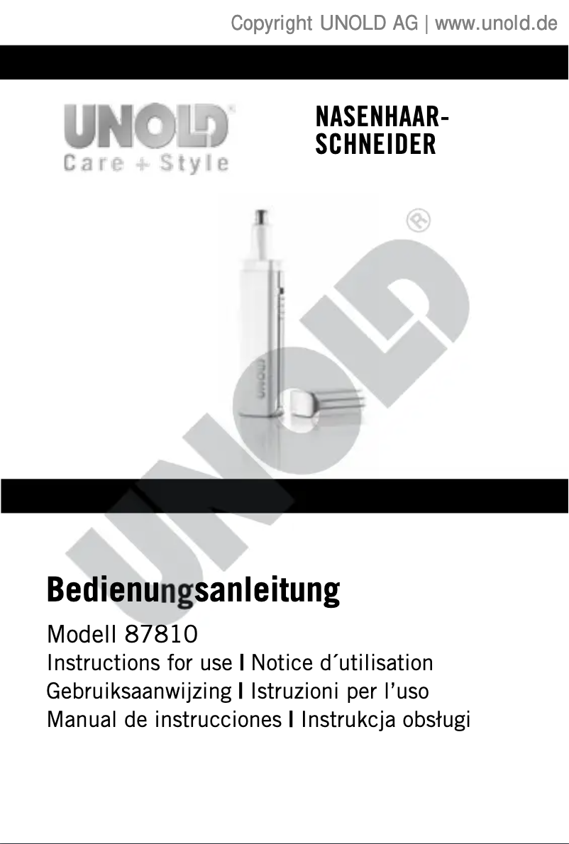 Page 1 de la notice Manuel utilisateur Unold Luxury Trim 87810