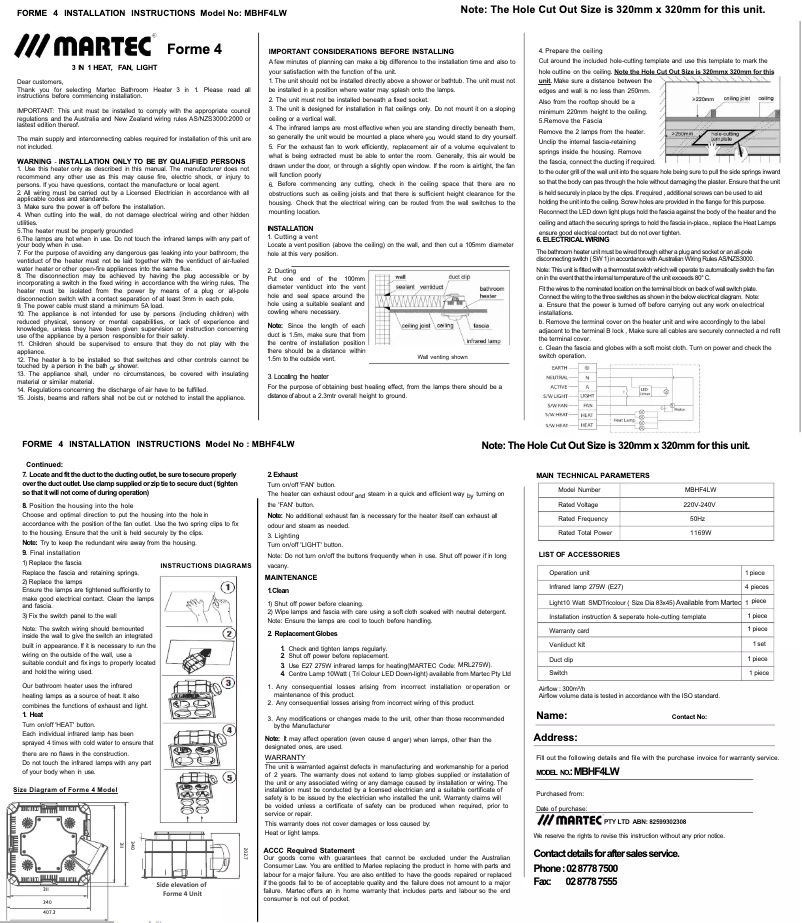 Page n°1 - Manuel utilisateur Martec Forme 4 MBHF4LW