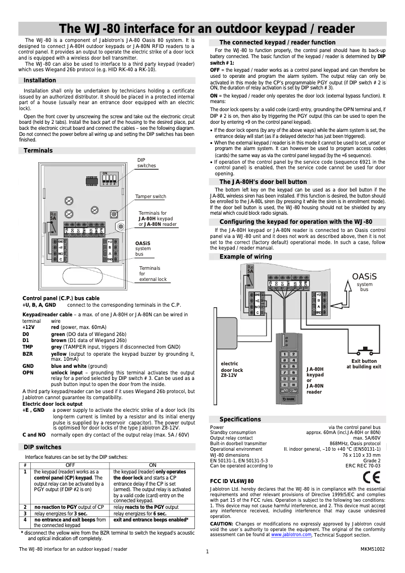 Page n°1 - Manuel utilisateur Joblotron WJ-80