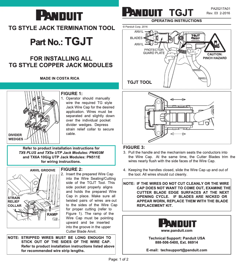 Page n°1 - Manuel utilisateur Panduit TGJT