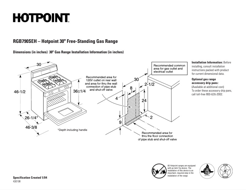 Page n°1 - Fiche technique Hotpoint RGB790SEHSA