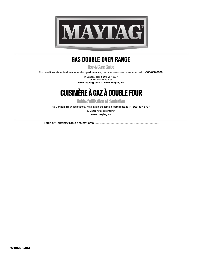 Page n°1 - Manuel d'utilisation et d'entretien Maytag MGT8720DE
