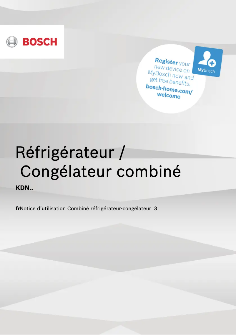 Page n°1 - Manuel utilisateur Bosch KDN55NL2M8