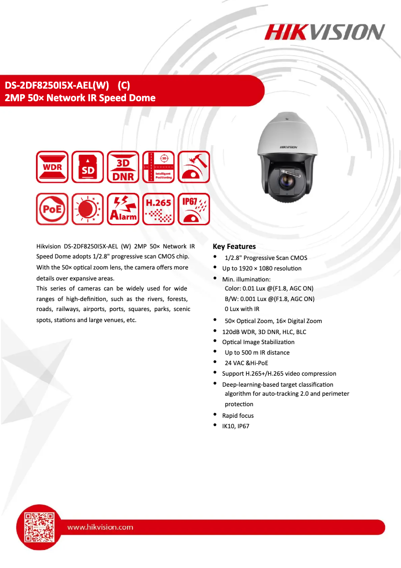 Page 1 de la notice Manuel utilisateur Hikvision DS-2DF8250I5X-AEL