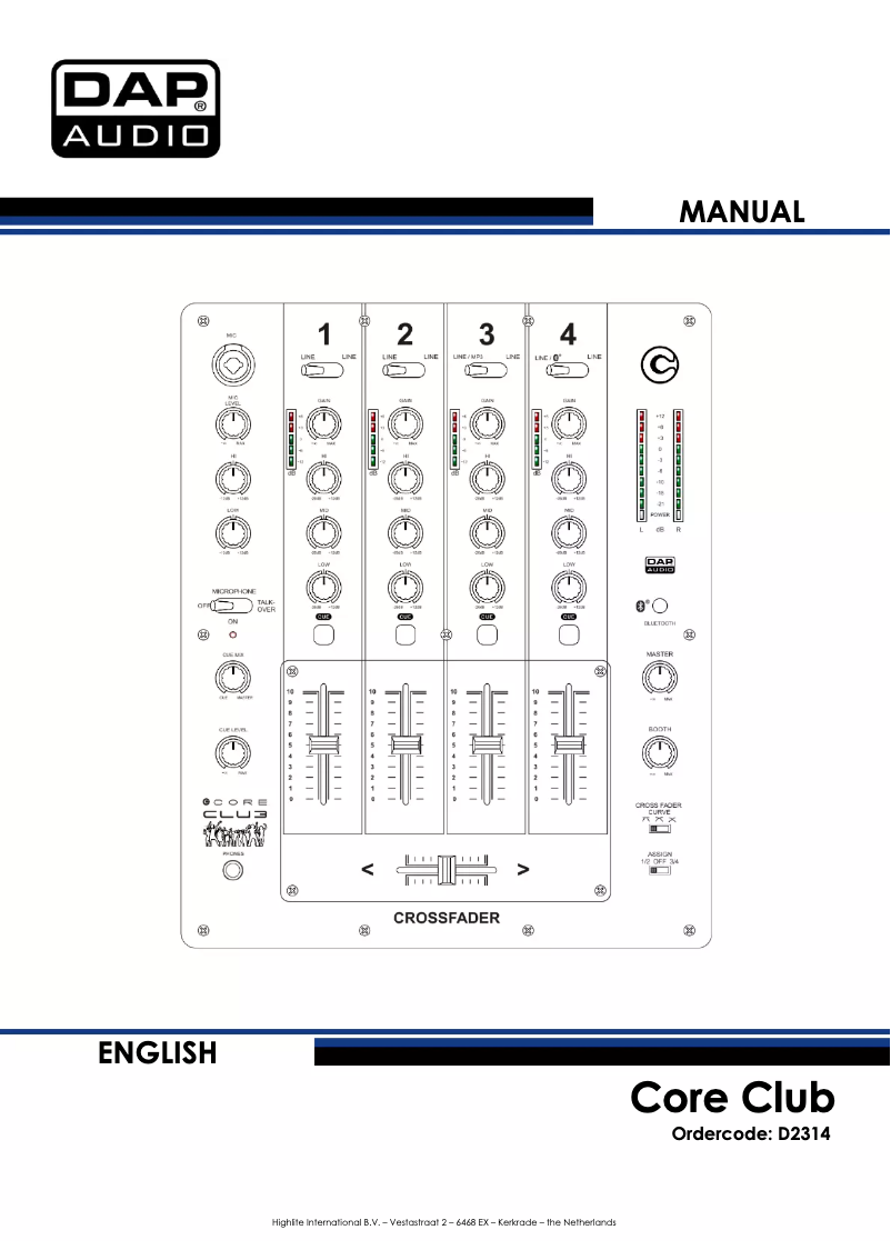 Page n°1 - Manuel utilisateur DAP-Audio Core Club