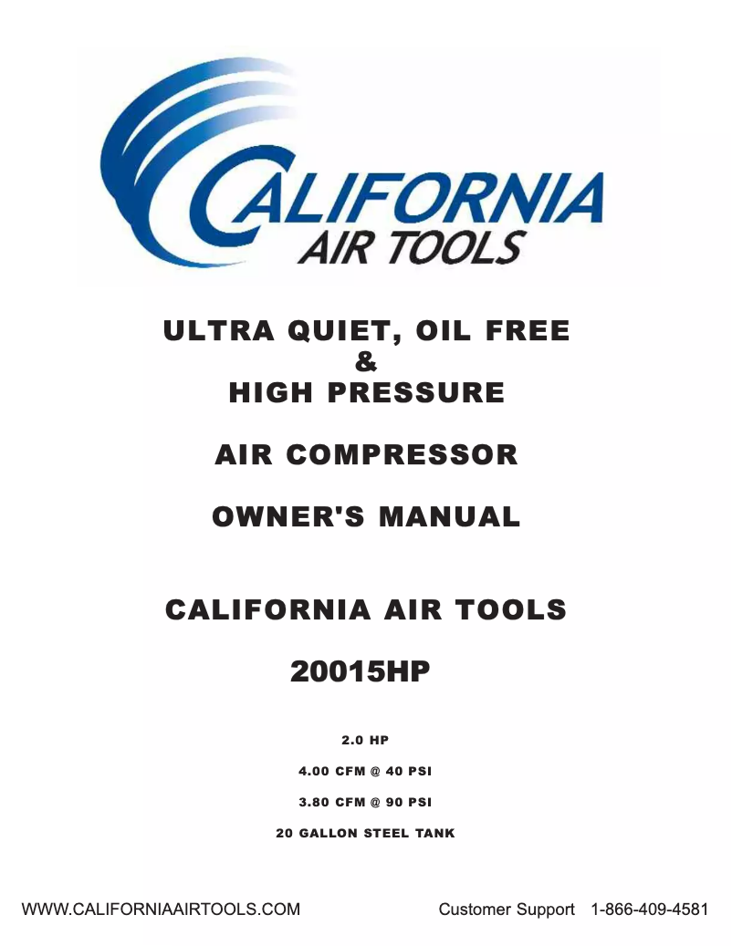 Page n°1 - Manuel utilisateur California Air Tools 20015HP