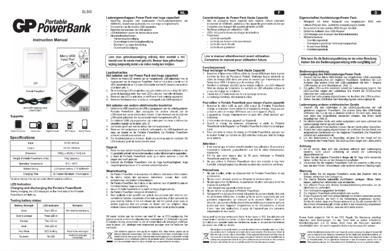 Page 1 de la notice Manuel utilisateur GP GL343