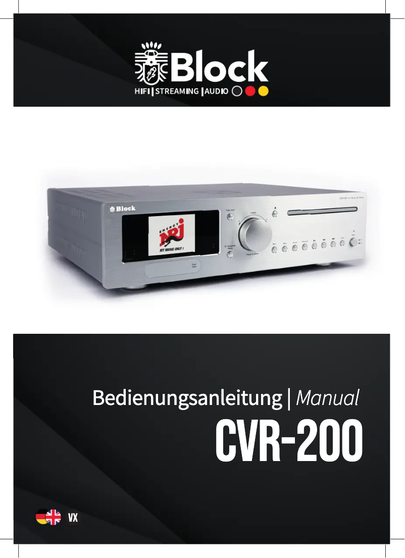 Page 1 de la notice Manuel utilisateur Block CVR-200