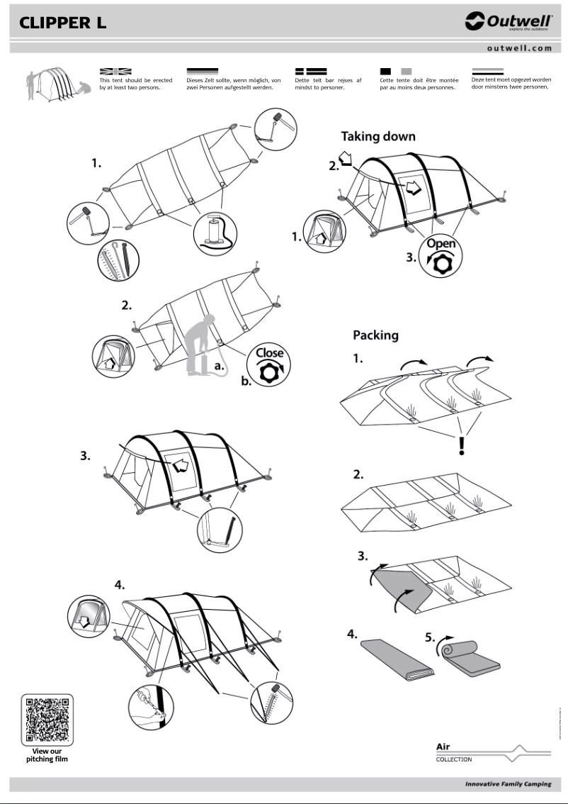 Page 1 de la notice Manuel utilisateur Outwell Clipper L