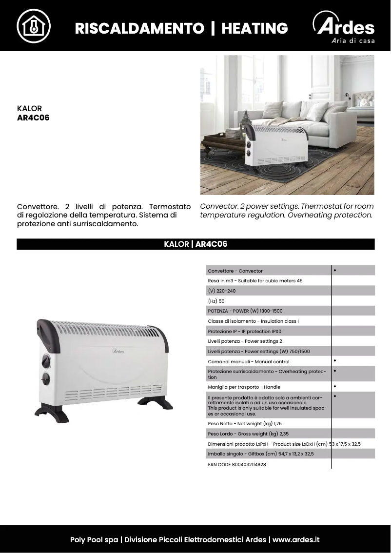 Página 1 del manual Ficha técnica Ardes AR4C06