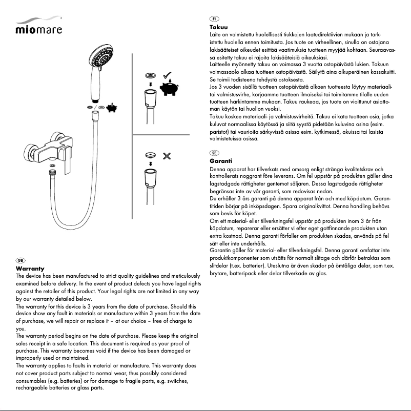 Page n°1 - Manuel utilisateur Miomare HG01472A