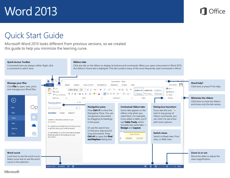 Page n°1 - Manuel utilisateur Microsoft Word 2013