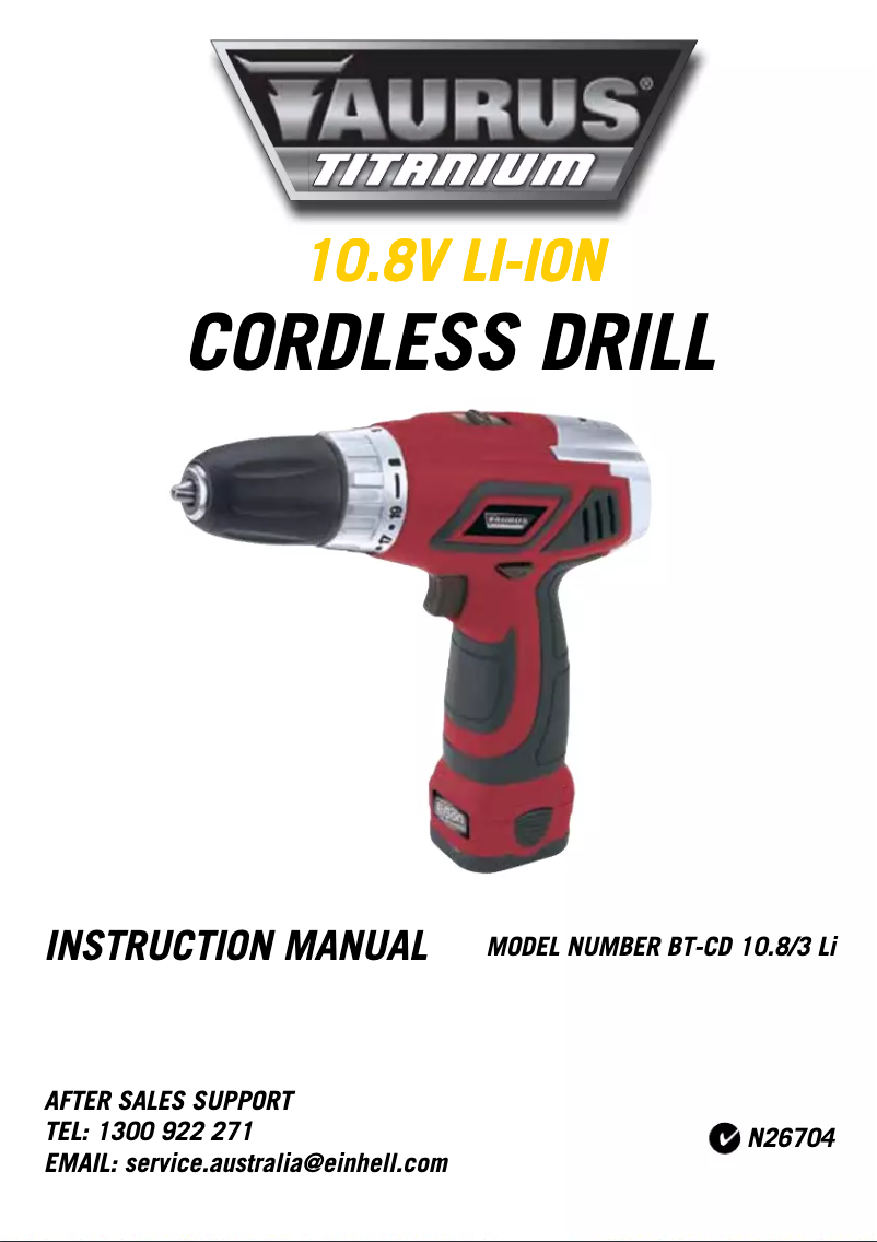 Page n°1 - Manuel utilisateur Taurus BT-CD 10,8 Li