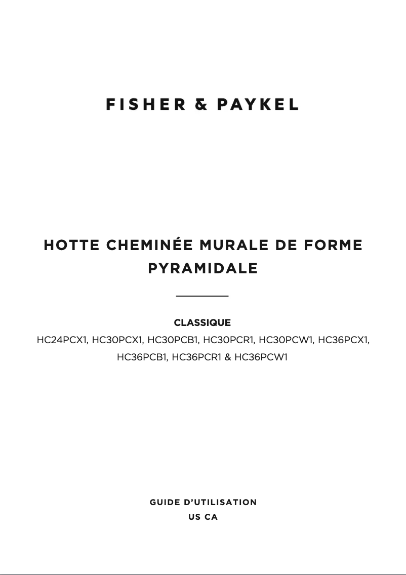 Page n°1 - Guide d'installation Fisher & Paykel HC30PCR1