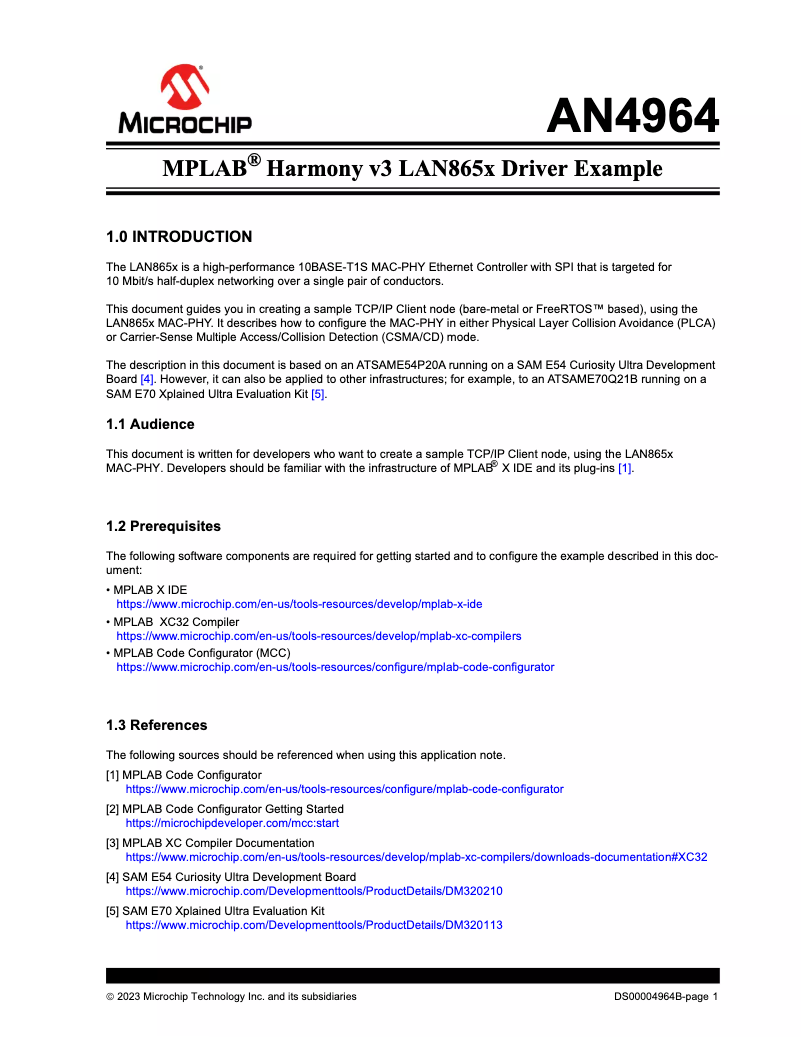Page 1 de la notice Manuel utilisateur Microchip LAN8651