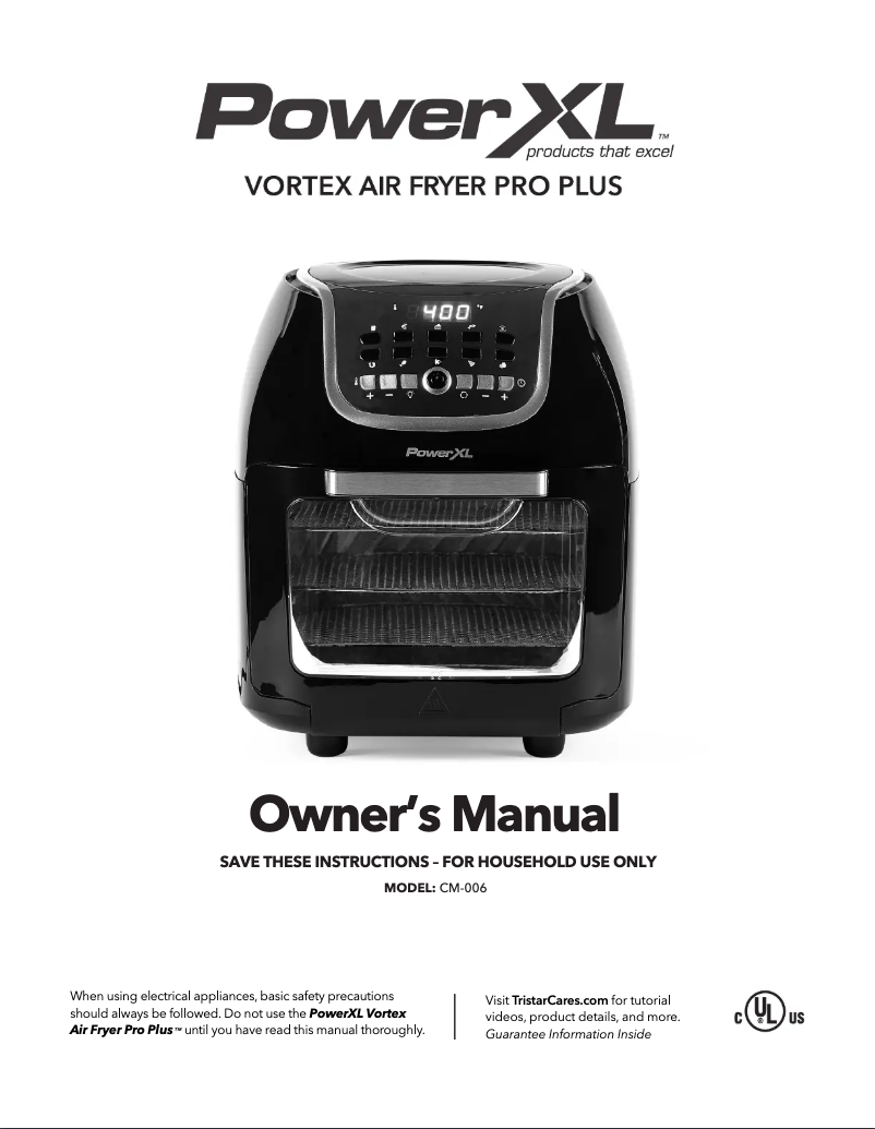 Page n°1 - Manuel utilisateur PowerXL Vortex Air Fryer Pro Plus CM-006