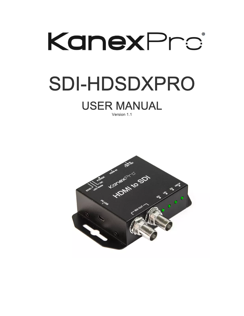 Image de la première page du manuel de l'appareil SDI-HDSDXPRO