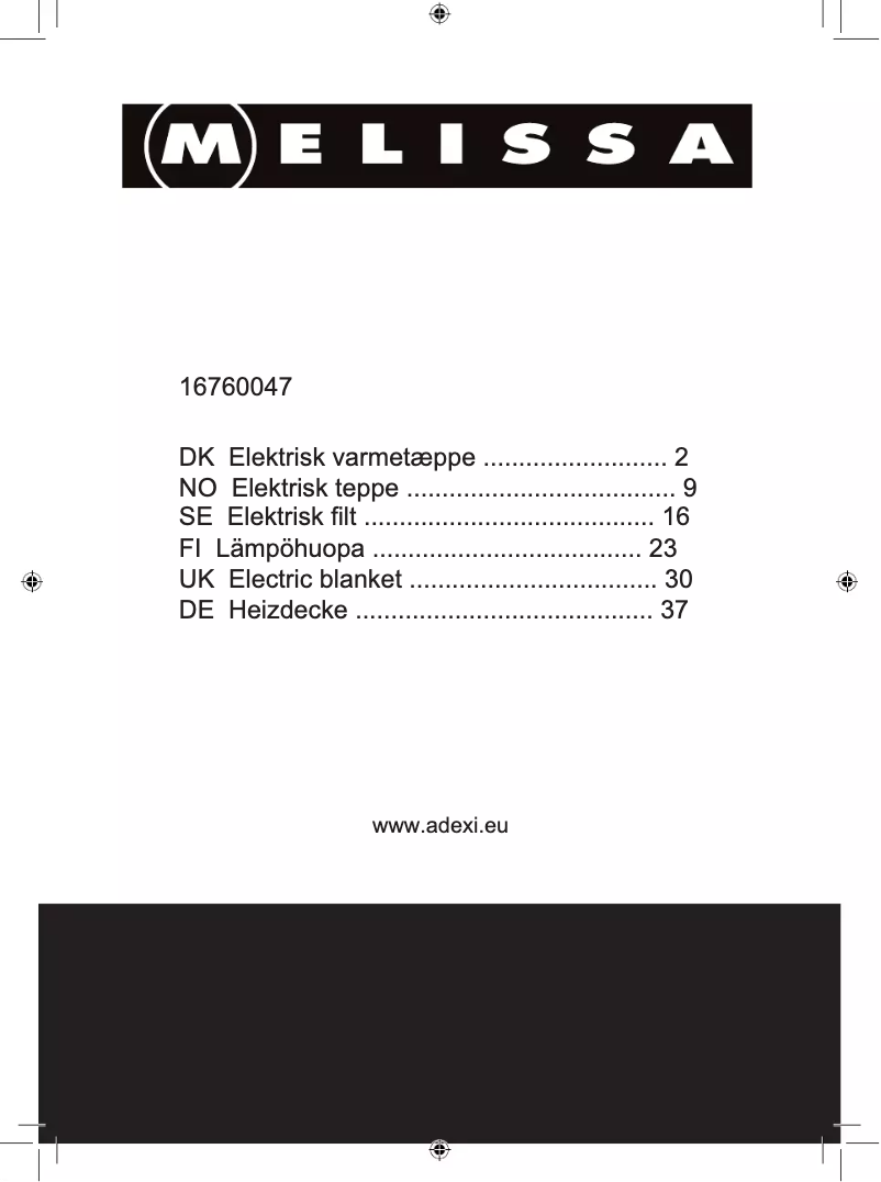 Page n°1 - Manuel utilisateur Melissa 16760047