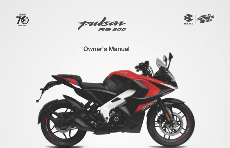 Page 1 de la notice Manuel utilisateur Bajaj Pulsar RS 200