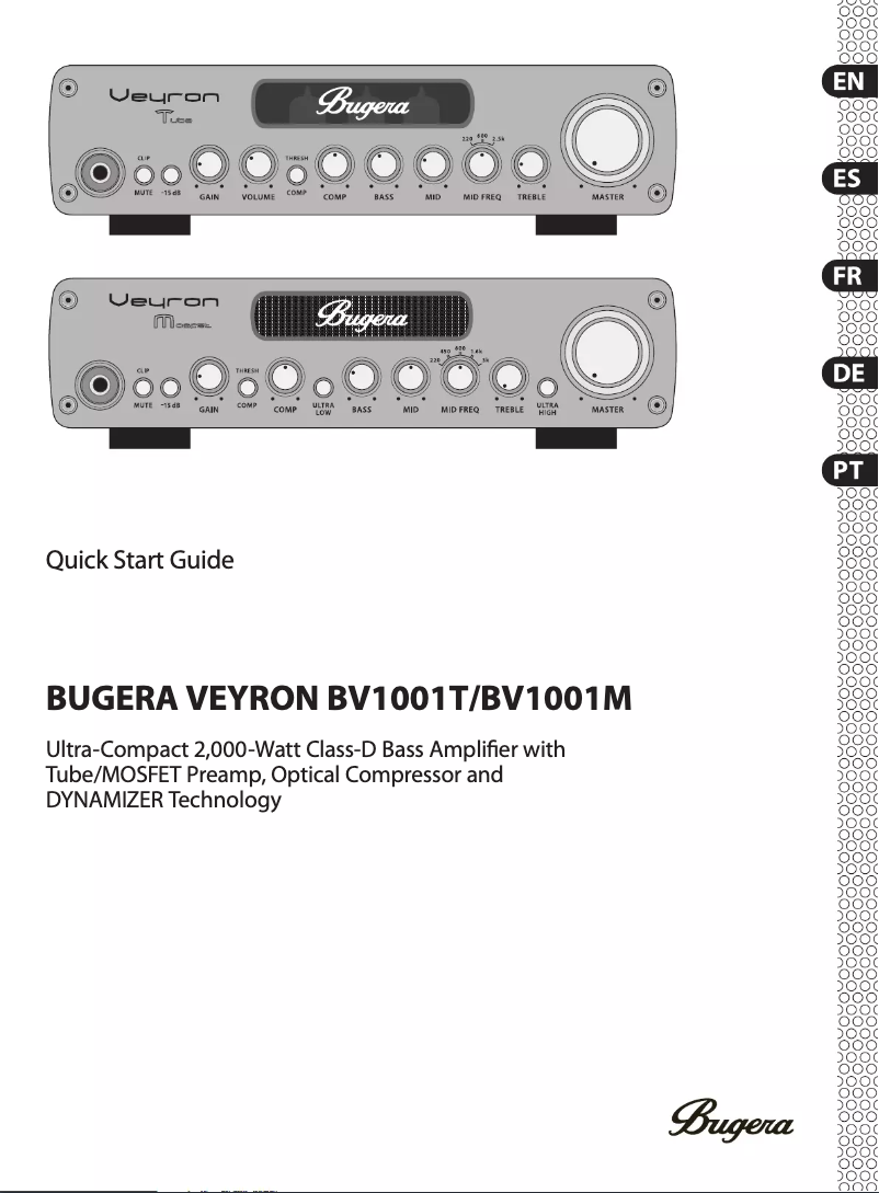 Page 1 of the manual Quick Start Guide Bugera Veyron BV1001T