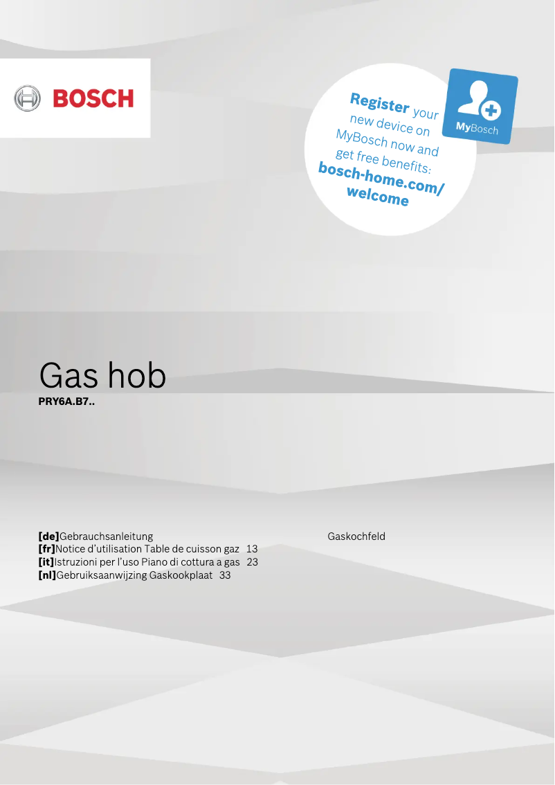 Page n°1 - Manuel utilisateur Bosch PRY6A6B70