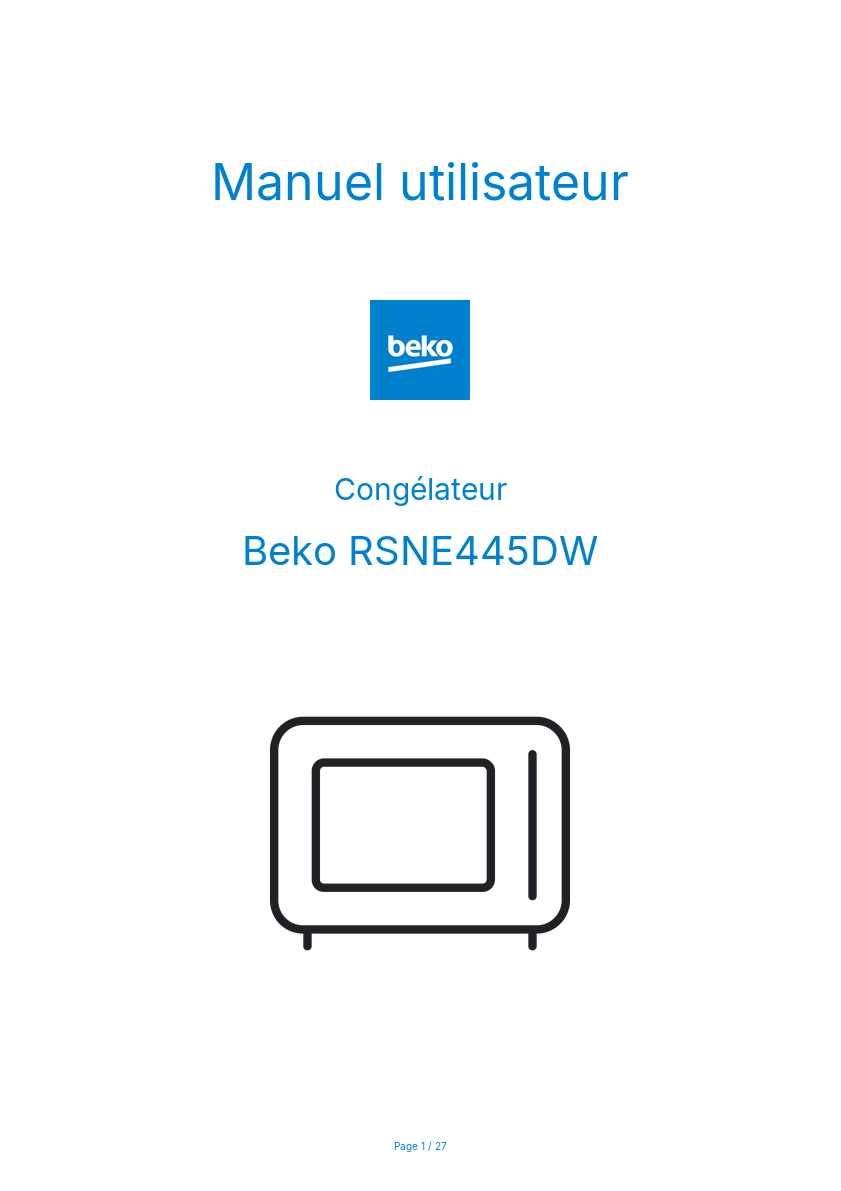 Image de la première page du manuel de l'appareil RSNE445DW