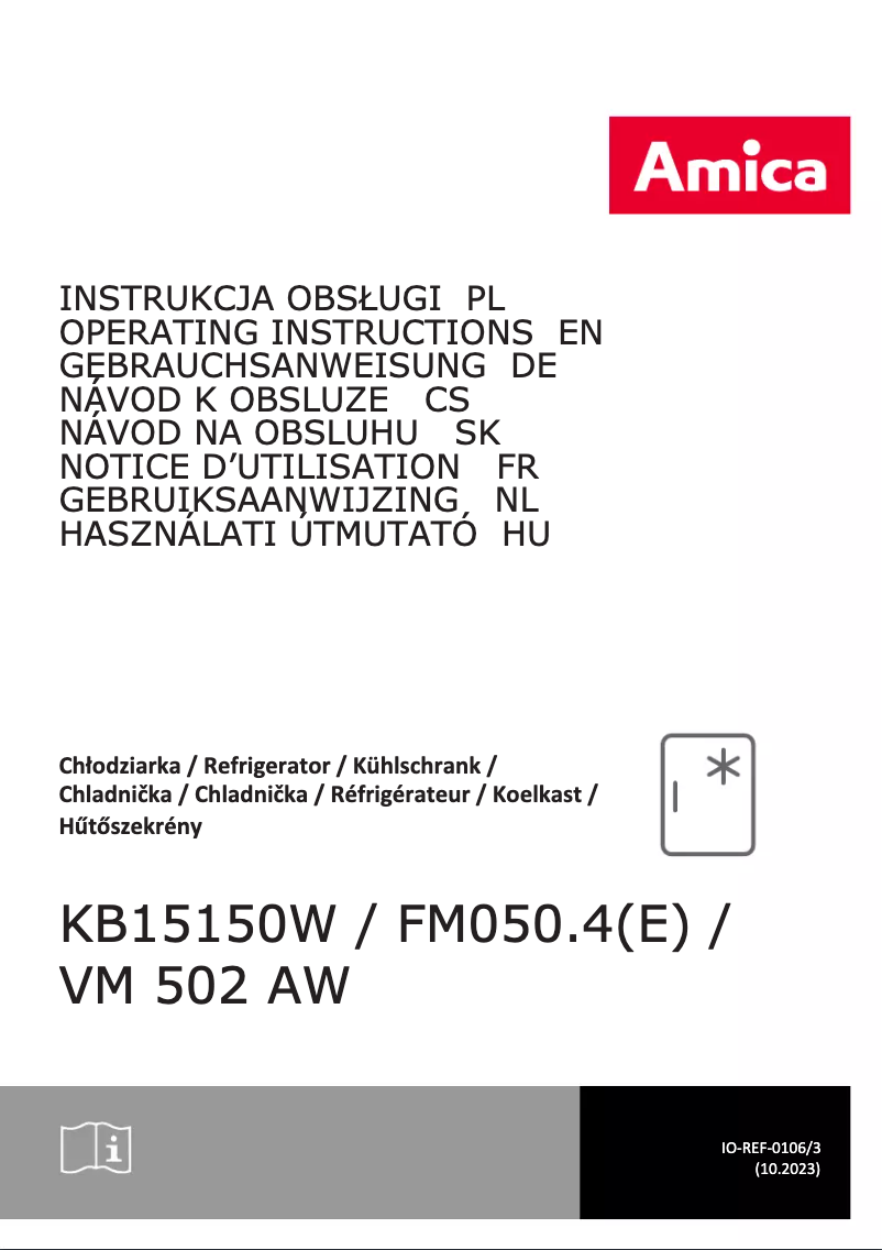 Page n°1 - Manuel utilisateur Amica KB 15150 W