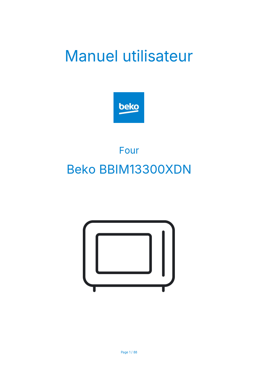 Page n°1 - Manuel utilisateur Beko BBIM13300XDN