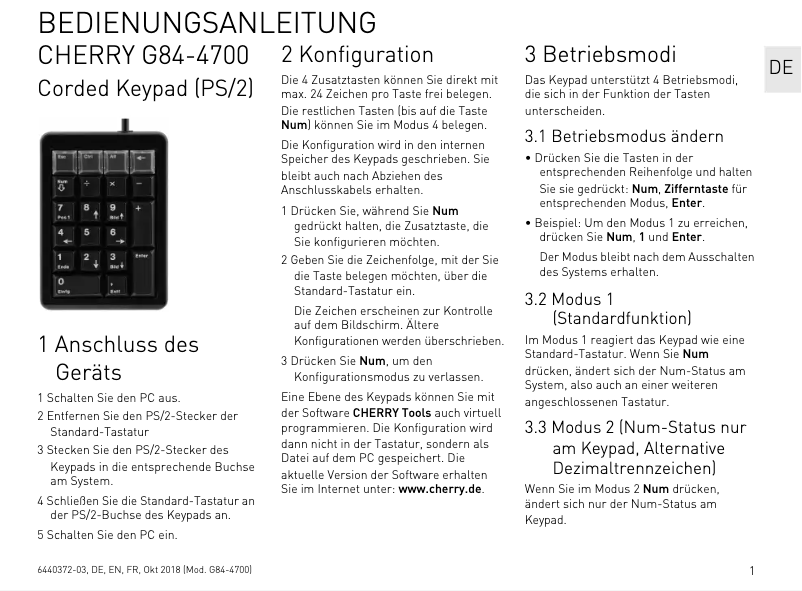 Image de la première page du manuel de l'appareil G84-4700