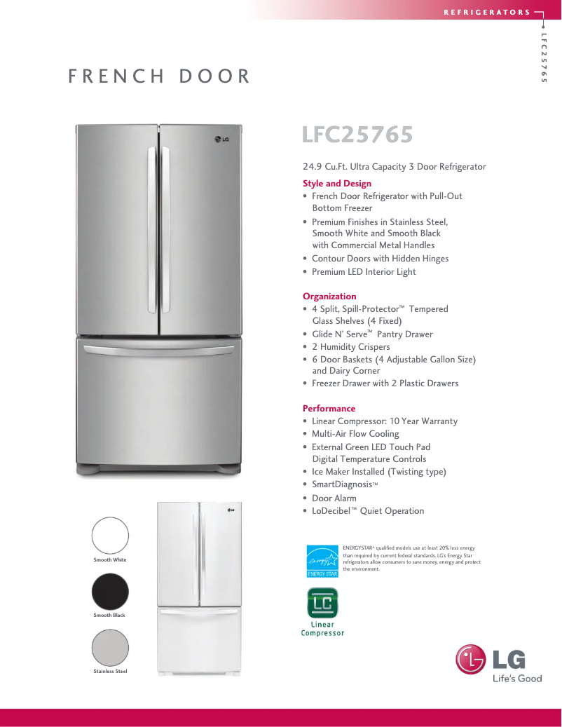 Página 1 del manual Ficha técnica LG LFC25765ST