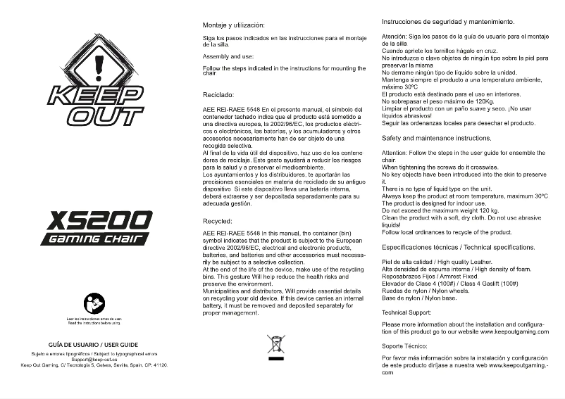 Page n°1 - Manuel utilisateur KeepOut XS200