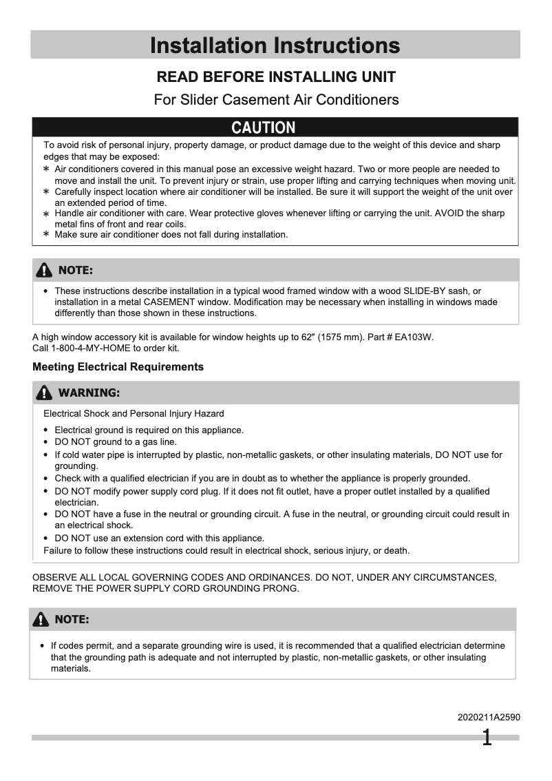 Page 1 de la notice Fiche technique Kenmore 77063