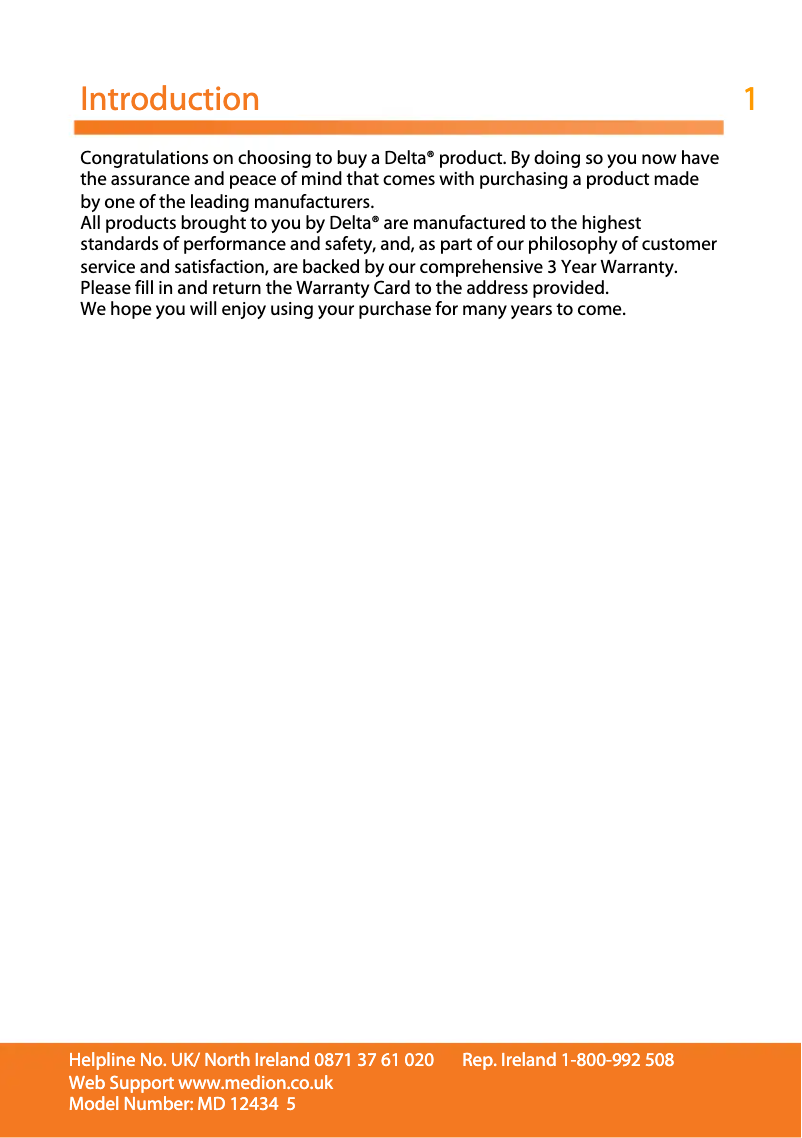 Image de la première page du manuel de l'appareil MD12434