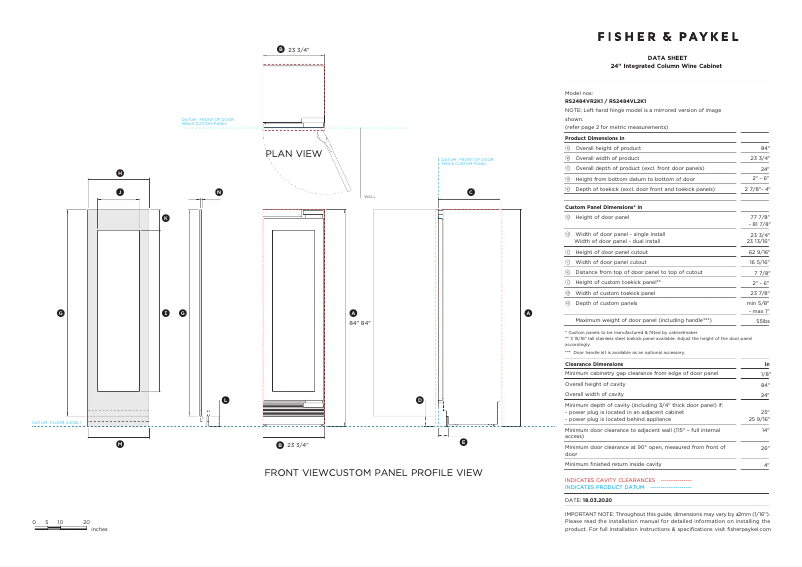 Page n°1 - Fiche technique Fisher & Paykel RS2484VR2K1