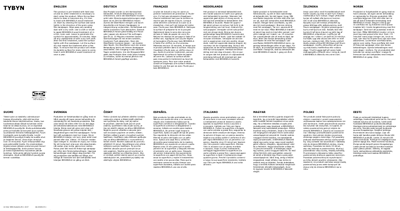 Page 1 de la notice Manuel utilisateur Ikea TYBYN 004.156.22