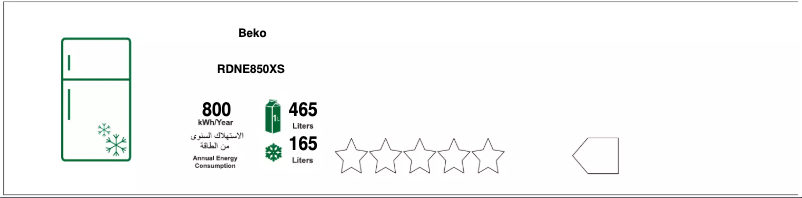 Page 1 de la notice Label énergétique Beko RDNE850XS
