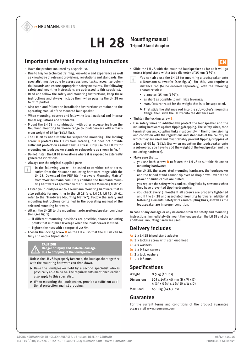 Image de la première page du manuel de l'appareil LH 28