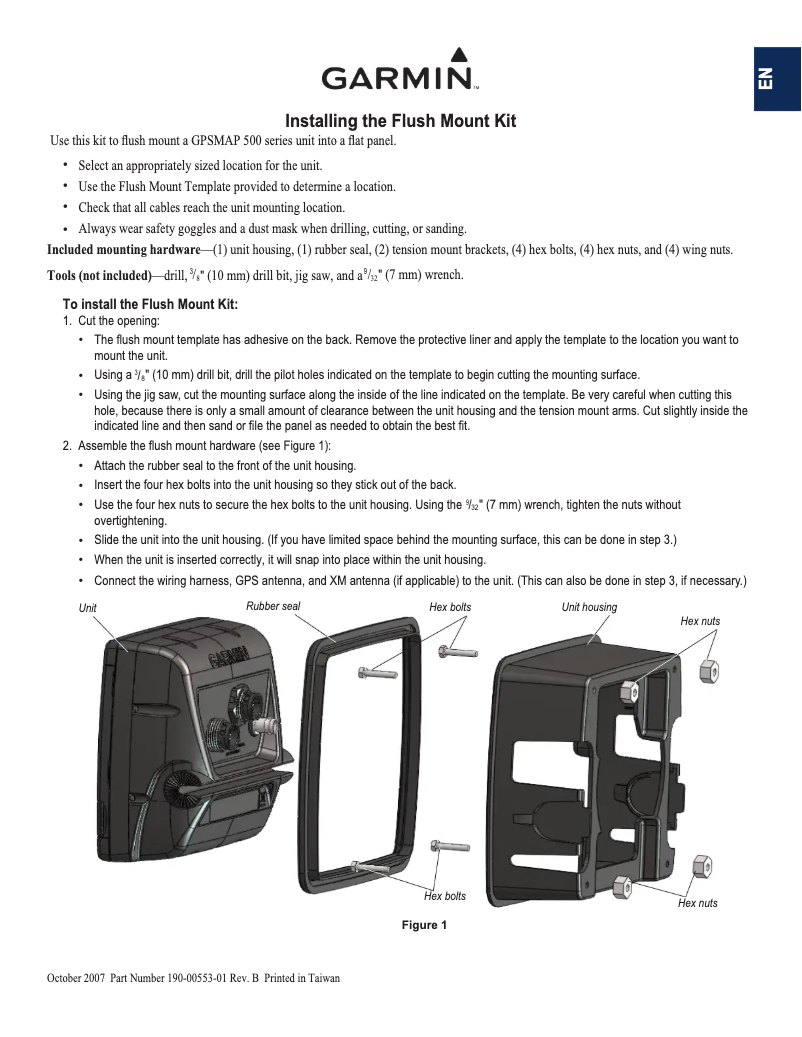 Page 1 de la notice Guide d'installation Garmin GPSMAP 521s