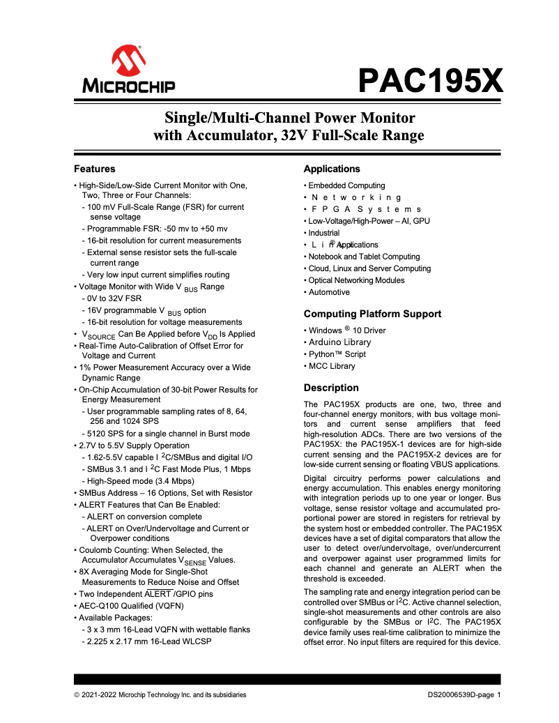 Página 1 del manual Manual de usuario Microchip PAC1951
