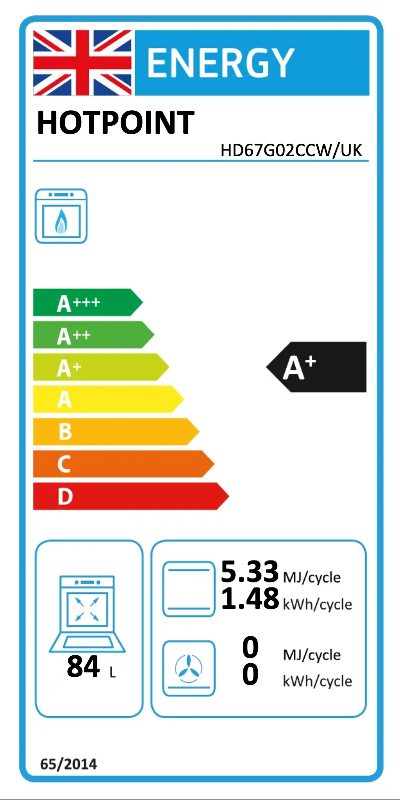 Page n°1 - Label énergétique Hotpoint HD67G02CCW/UK