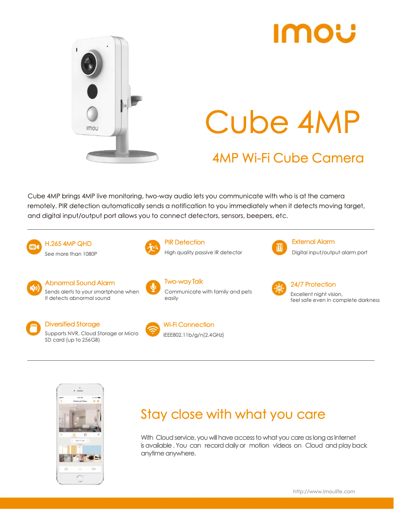 Page 1 de la notice Fiche technique Imou Cube 4MP