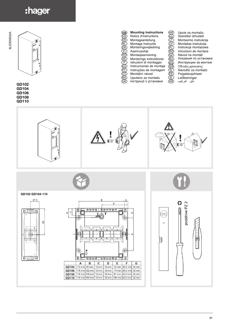 Page n°1 - Manuel utilisateur Hager GD104E