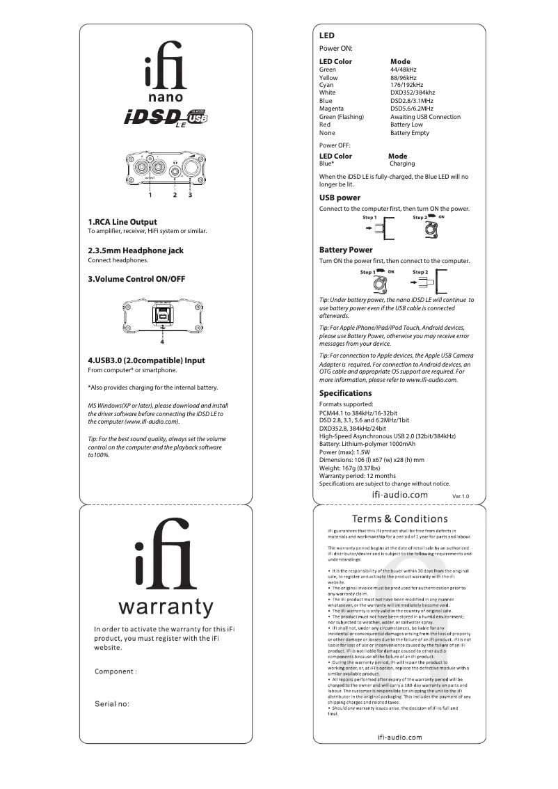 Image de la première page du manuel de l'appareil nano iDSD LE