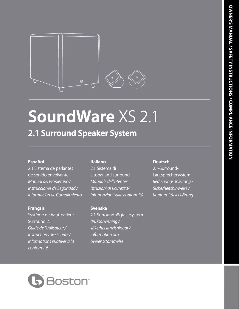 Image de la première page du manuel de l'appareil SoundWare XS 2.1