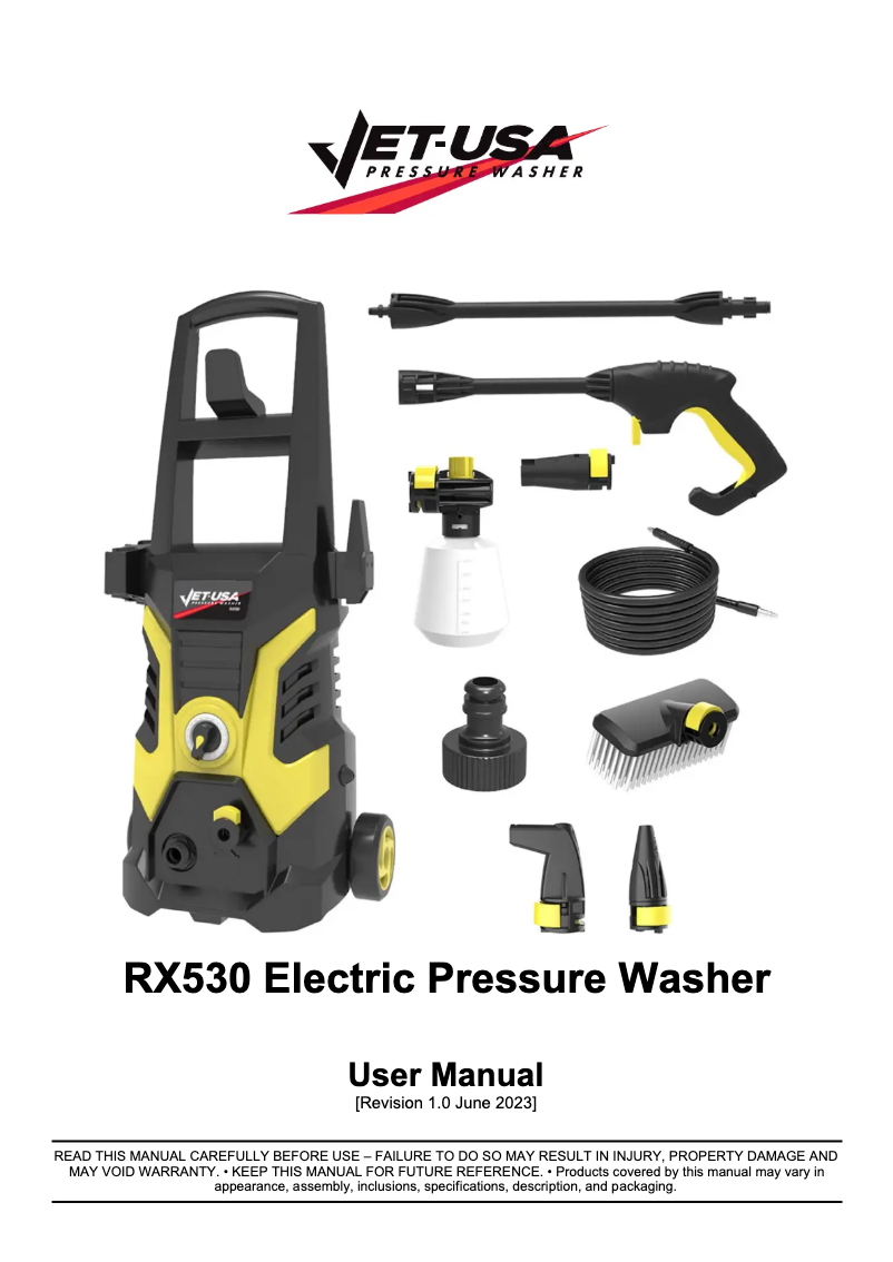 Page 1 de la notice Manuel utilisateur Jet-USA RX530