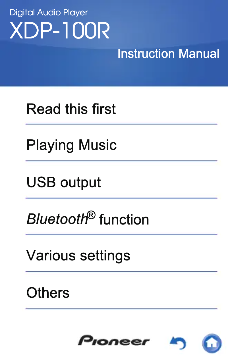 Image de la première page du manuel de l'appareil XDP-100R